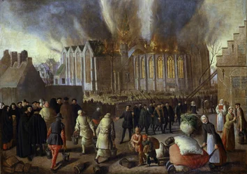 Nieuwkerk in Dordrecht in brand in 1568